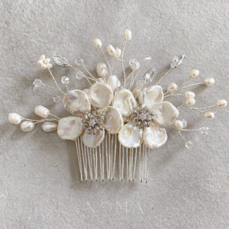 Fleur et Perle Haircomb - White Silver
