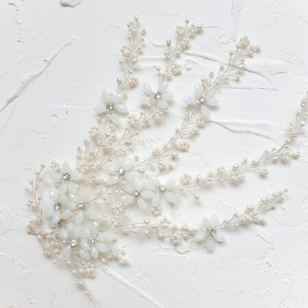 Garden Bouquet Hairvine - White Silver