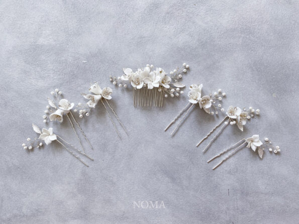 ACC-202000096-Clay-Flower-Simple-Decor-Haircomb-and-Hairpin-Set-White-Silver-7-pcs