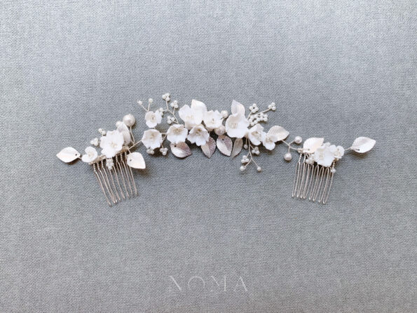 ACC-202100034-Clay-Flower-Blossom-Leaves-Long-Haircomb-White-Silver-1