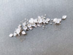 ACC-202100034-Clay-Flower-Blossom-Leaves-Long-Haircomb-White-Silver