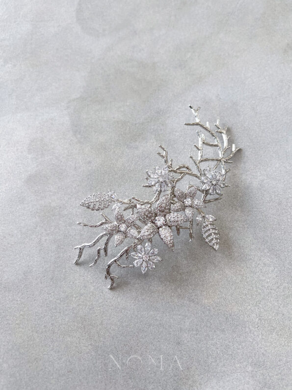 ACC-202200002-Paved-Flower-Branch-Medium-HairvineBrooch-White-Gold-1