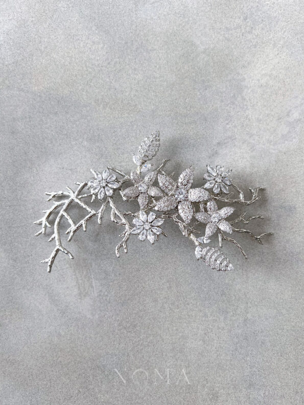 ACC-202200002-Paved-Flower-Branch-Medium-HairvineBrooch-White-Gold-3