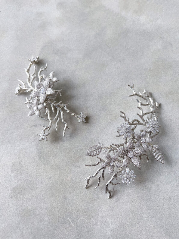 ACC-202200013-Paved-Flower-Branch-HairvineBrooch-Set-White-Gold-2-pcs-2