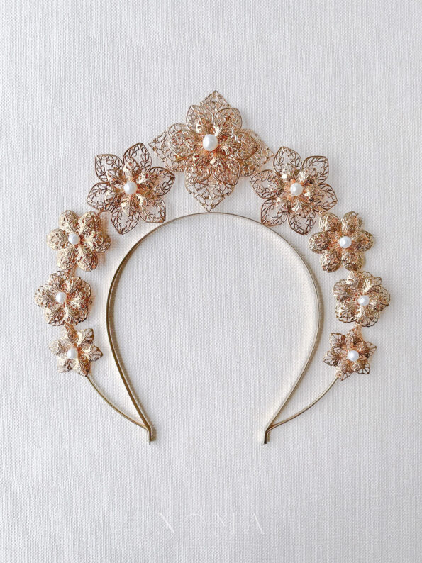 ANG-202200012 – Floral Ornamental Headband – Gold – – – C2