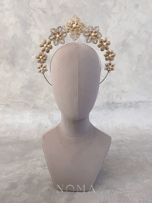 ANG-202200012 – Floral Ornamental Headband – Gold – – – C3