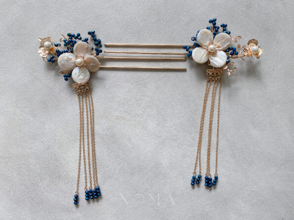 CHN-201900132-Floral-Pearl-Hairpin-Gold-Navy-Left