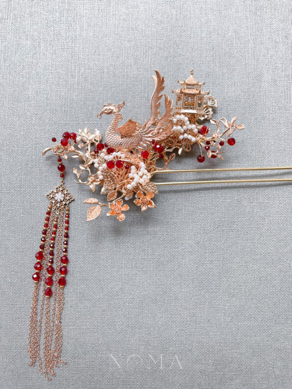 CHN-202100039-4D-Phoenix-Feather-Spring-Pagoda-Hairpin-Gold-Ruby