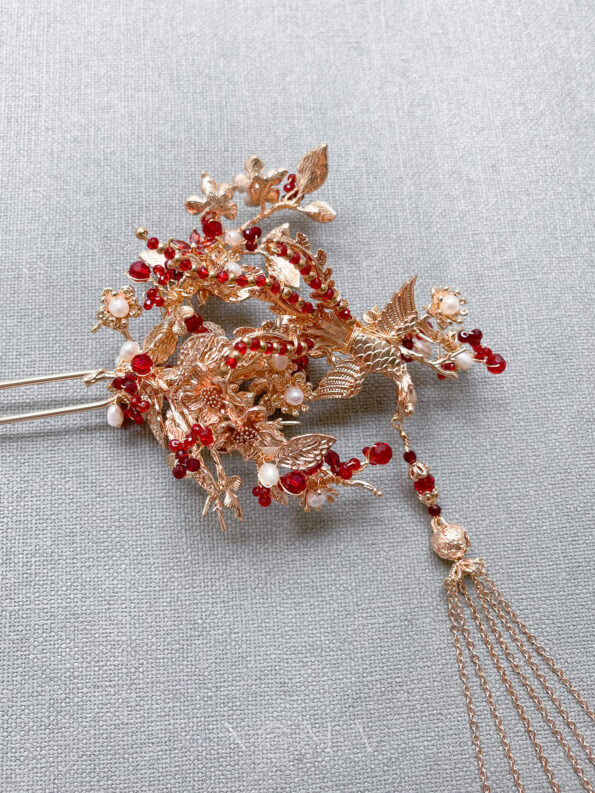 CHN-202100066-4D-Flying-Phoenix-Blooms-Hairpin-Gold-Red-Left-1