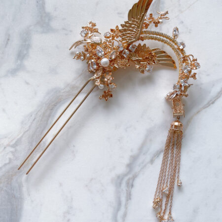 Pagoda and Wings Hairpin - Gold
