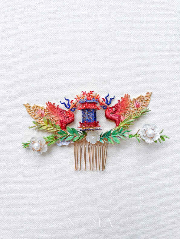 CHN-202100098-Colorful-Twin-Phoenix-Leaves-Haircomb-Gold-1