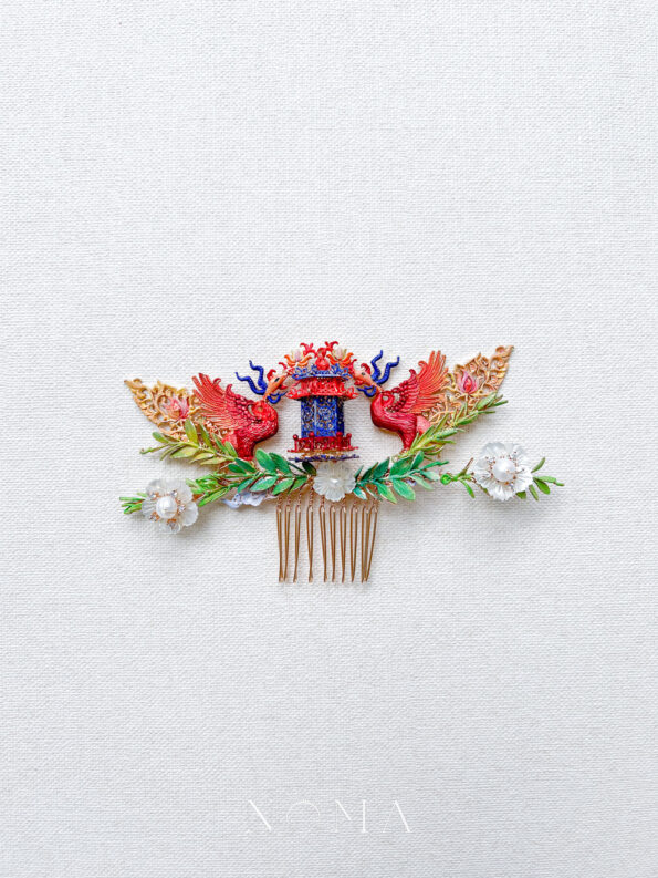 CHN-202100098-Colorful-Twin-Phoenix-Leaves-Haircomb-Gold