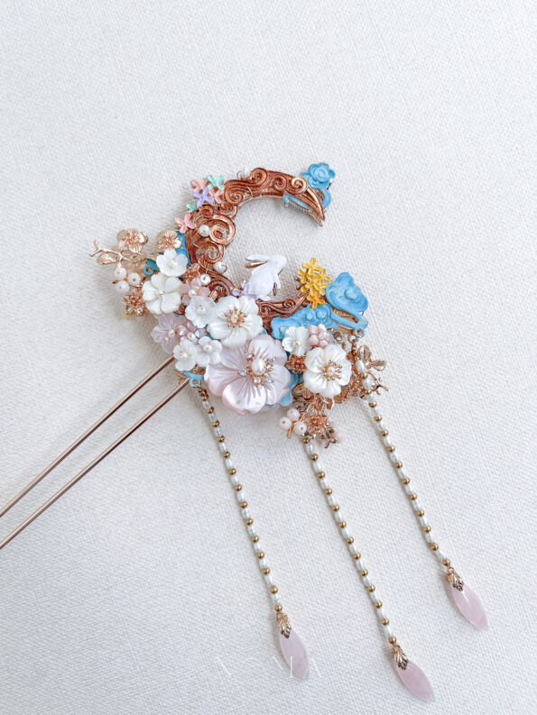 CHN-202200073-Colorful-Magical-Moon-Rabbit-Hairpin-Gold-Pink-1