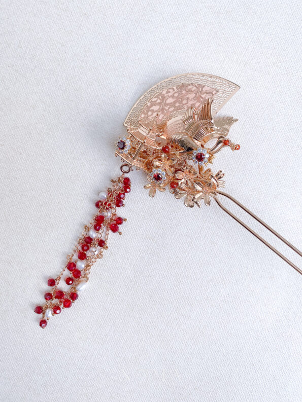 CHN-202200079-Flying-Crane-Bouquet-Hairpin-Gold-Ruby-Right-1