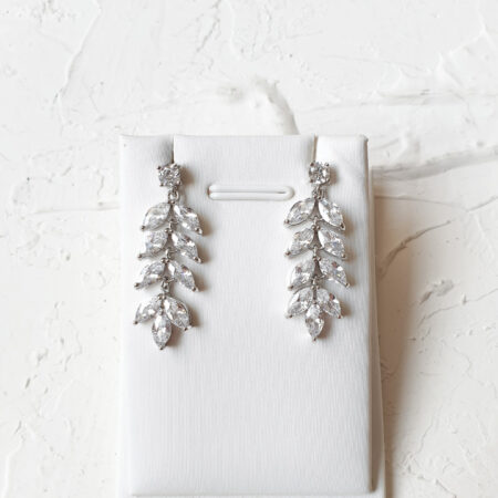 Marquise Drop Earrings - Rhodium White Gold