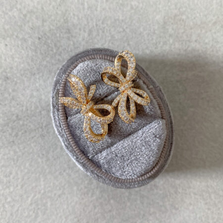 Paved Ribbon Earrings - 18k Yellow Gold