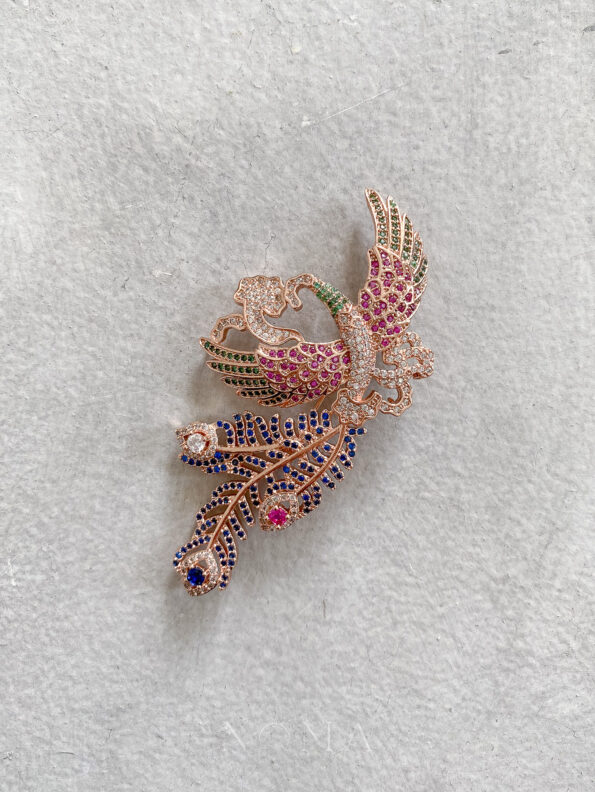 DJW-202100004-Full-Color-Phoenix-Brooch-18k-Rose-Gold-Rainbow