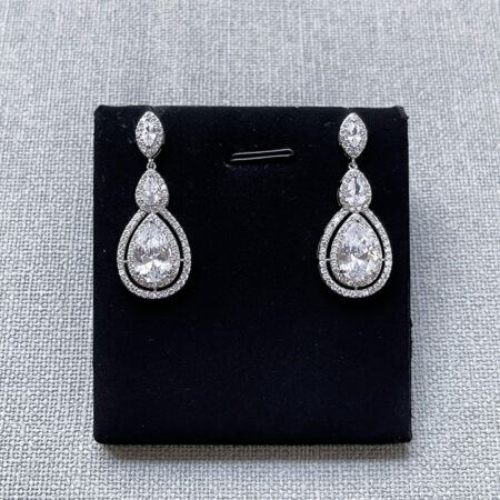 Marquise Pear Chandelier Earrings - Rhodium White Gold