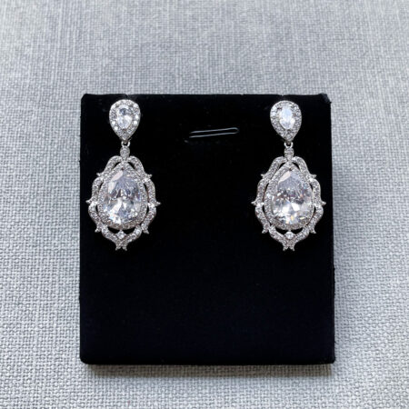 Pear Baroque Earrings - Rhodium White Gold
