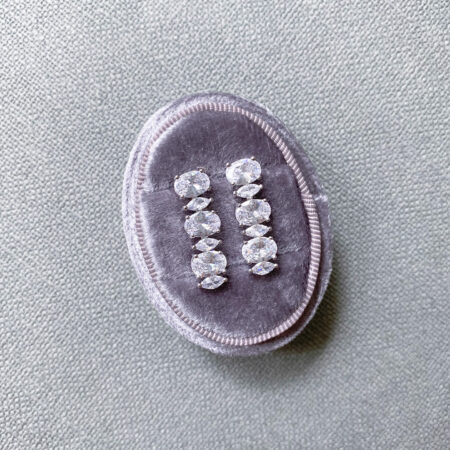 Oval Small Marquise Earrings - Rhodium White Gold