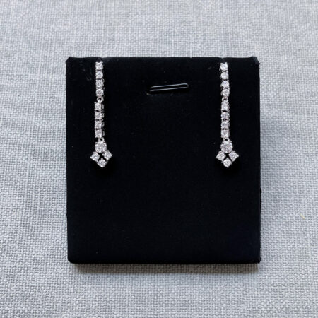 Round Arrangement Bar Earrings - Rhodium White Gold