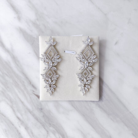 Gala Trapeze Earrings - Rhodium White Gold