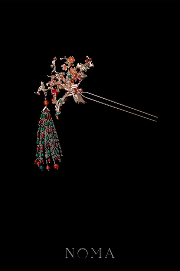 CHN-202300024-Crane-Wing-Petite-Blossom-Hairpin-Gold-Ruby-Left-1