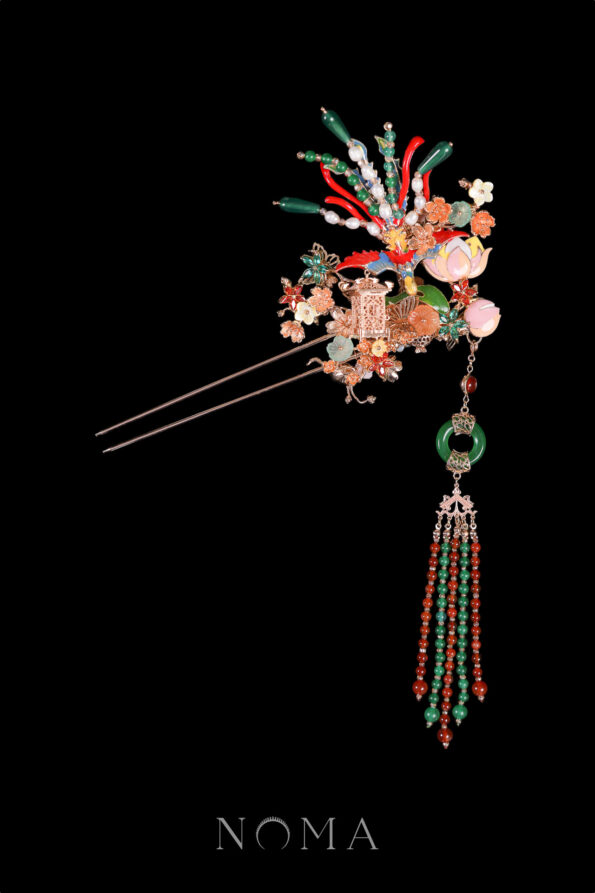 CHN-202300076-Colorful-Phoenix-Royal-Lotus-Hairpin-Gold-Left