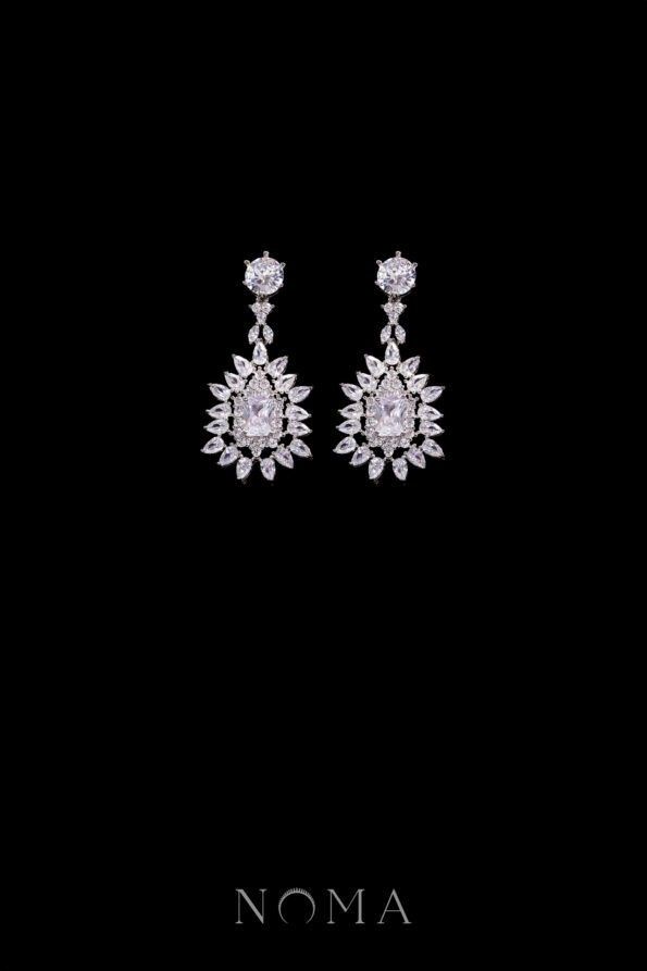 DJW-202300026-Vintage-Marquise-Cushion-Drop-Earrings-Earrings-Rhodium-White-Gold-White-Diamond