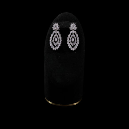 Marquise Dangling Pear Earrings - Rhodium White Gold