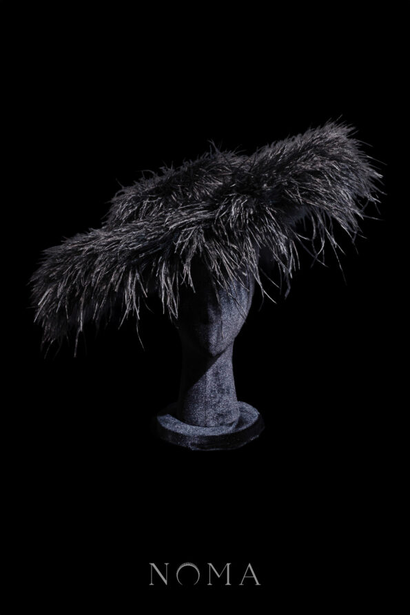 HMV-202300008-Full-Feather-Hat-Black