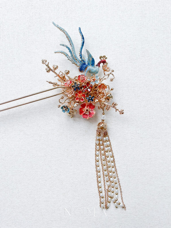 CHN-202100103-Colorful-4D-Phoenix-Beautiful-Blossom-Hairpin-Gold-3