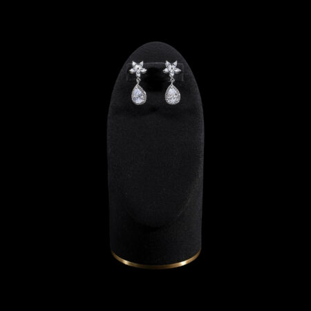 Floraline Pear Earrings - Rhodium White Gold