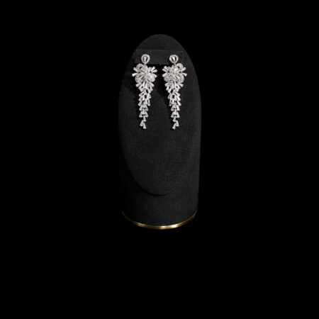 Ribbon T Arrangement Earrings - Rhodium White Gold