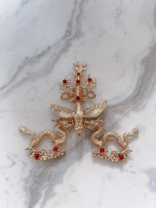 CHN-202100081-Phoenix-and-Dragon-in-Heaven-Brooch-Gold-Red