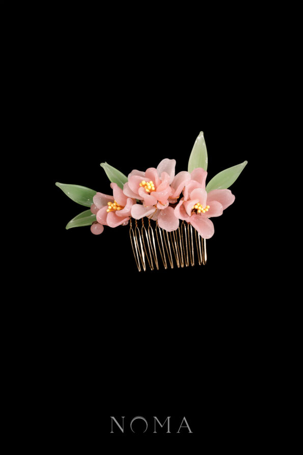 FLR-202400001-CG-Blushing-Bloom-Haircomb-Gold-Pink