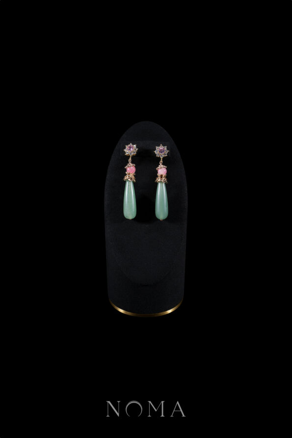 CHN-202300097-Round-Paved-Ornamental-Elongated-Pear-Jade-Earrings-Gold-Light-Jade