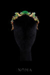 Colorful Jade Crane Ornamental Crown - Gold, Jade