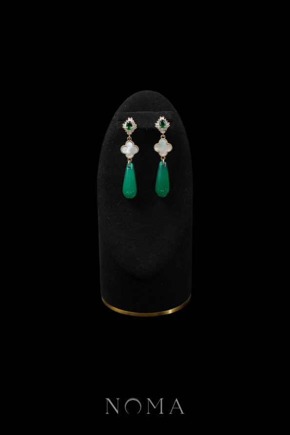 CHN-202400095-Oval-T-Clover-Pear-Bud-Jade-Earrings-Gold-Emerald