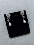 DJW-202000058-Paved-Flower-Pearl-Earrings-Rhodium-White-Gold-White-Pearl