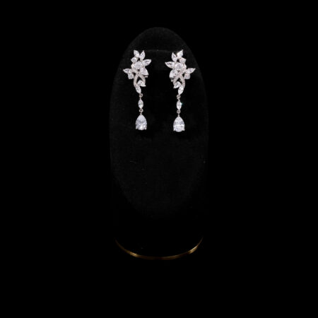 Secret Cluster Earrings - Rhodium White Gold