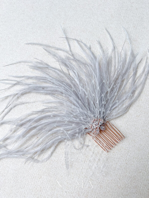 HMV-202100020-Grey-and-Pink-Feather-Side-Haircomb-Rose-Gold-Grey-1