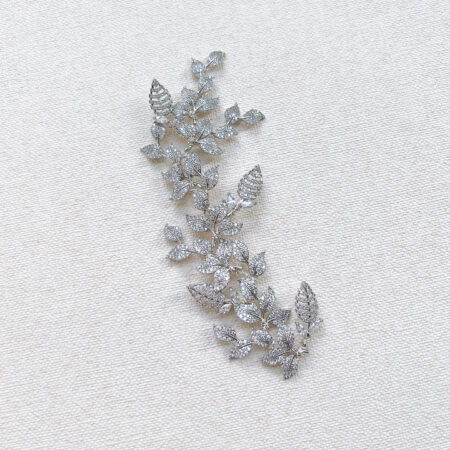 Paved Twigs Side Hairvine or Brooch - White Gold (Left)