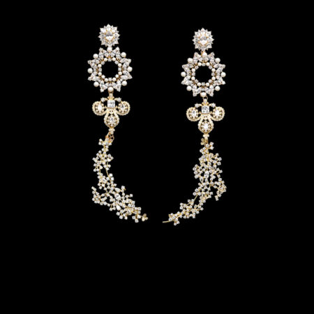 Oval Shine Curved Branch Earrings - Gold