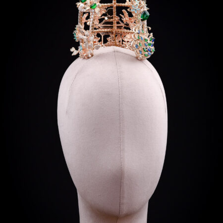 Decorated Nightingale Birdcage Headdress - Gold