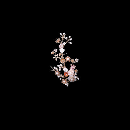 Oriental Floral Garden Side Hairvine - Gold, Pink (Left)