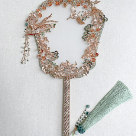 Harmonious Marriage Fan - Gold, Green