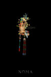 Colorful Crane Ornamental Side Hairpin - Gold (Right)