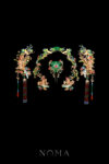 Colorful Jade Crane Ornamental Full Set - Gold, Jade (4 pcs)