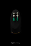 Oval T Clover Pear Bud Jade Earrings  - Gold, Emerald